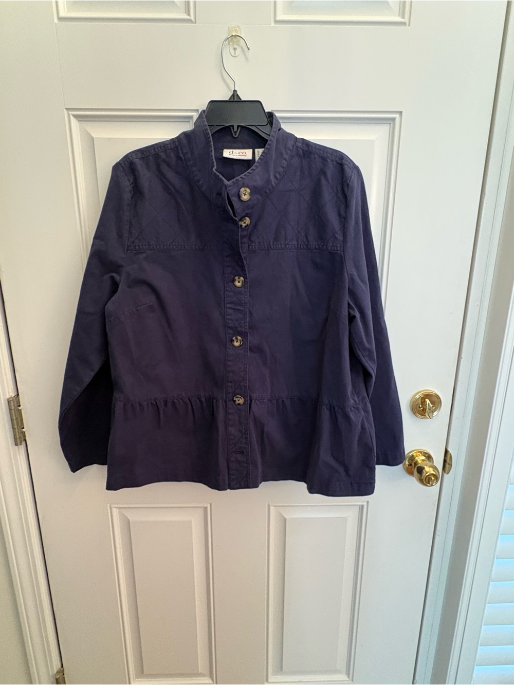 Women’s Utility Peplum Jacket in Navy by d&co
